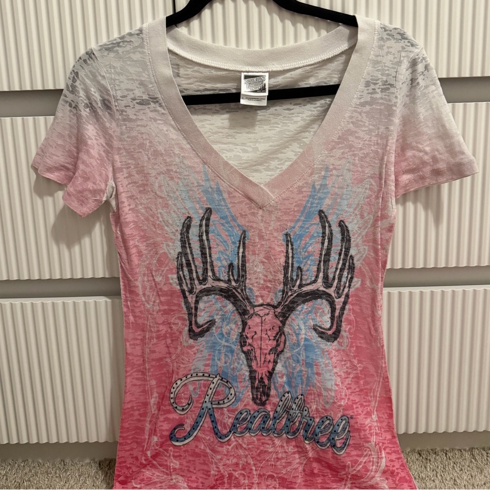 Vintage Realtree Women's Pink Short Sleeve Tee